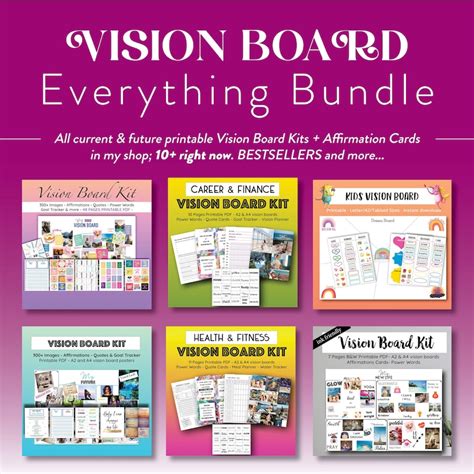 Ultimate Vision Board Printables Bundle Vision Board Party Kit Ideas