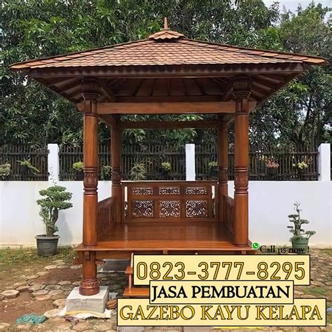 Unik Dan Mewah Wa 081555436087 Harga Gazebo Kayu Kelapa Minimalis