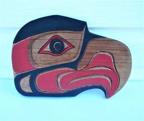 Kwakiutl First Nation Eagle Cedar Wood Carving West Etsy