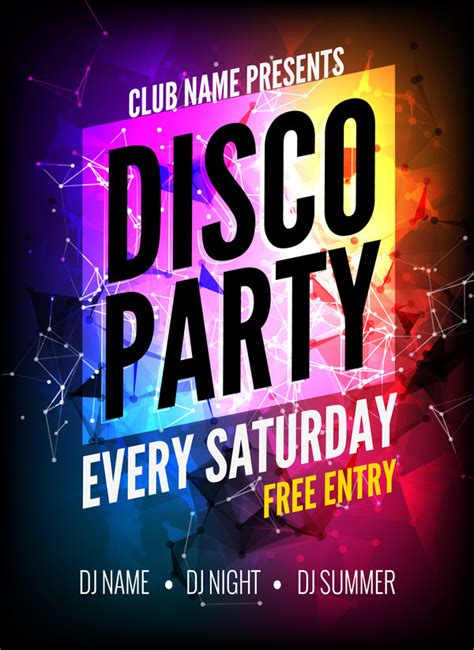 Modern Disco Party Poster Template Vector 01 Free Download