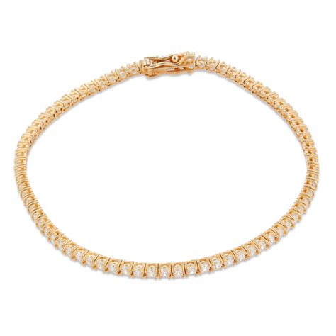 Ct Yellow Gold Cubic Zirconia Tennis Bracelet Width Mm Bracelets