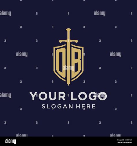 Ob Logo Initial Monogram With Shield And Sword Design Ideas Stock