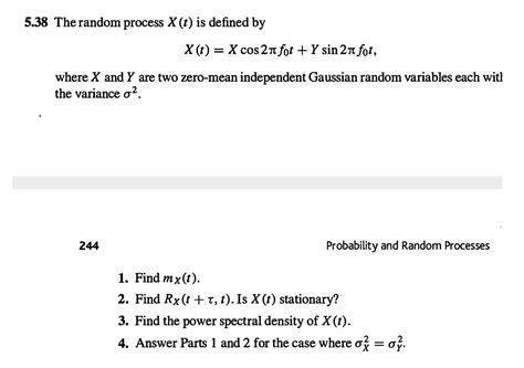 Solved The Random Process X T Is Defined By X T X Chegg