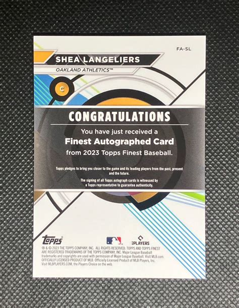 代購代標第一品牌樂淘letao2023 Topps Finest Shea Langeliers Auto RC Athletics