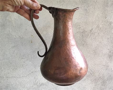 Distressed Copper Water Pitcher Bohemian Home Vintage Copper Urn