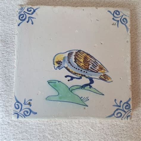 Carrelage ancien à oiseau polychrome Faïence Catawiki