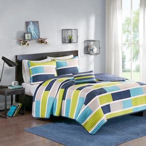 Intelligent Design Matteo Piece Blue Full Queen Coverlet Set Id