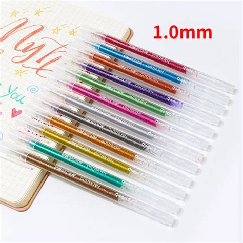 12 Colors Glitter Gel Pens 10mm Color Gel Pen For School Office