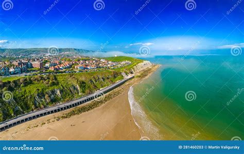 Aerial View Of The English Coast In Folkestone Kent Stock Image