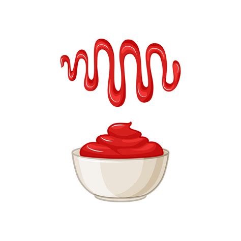 Ketchup Bowl With Sauce On A White Isolated Background Spot Vector