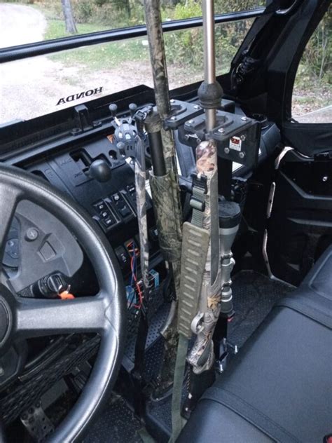 Floor Mount Double Gun Rack Installed In A Handa Pioneer 1000 Atvutv