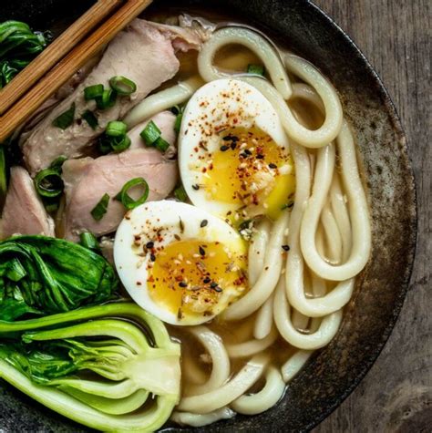 Easy Udon Noodle Soup With Miso Pups With Chopsticks