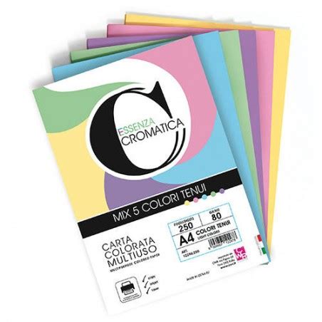 RISMA CROMATICA CARTA A4 80gr COLORI TENUI ASSORTITI 100fg