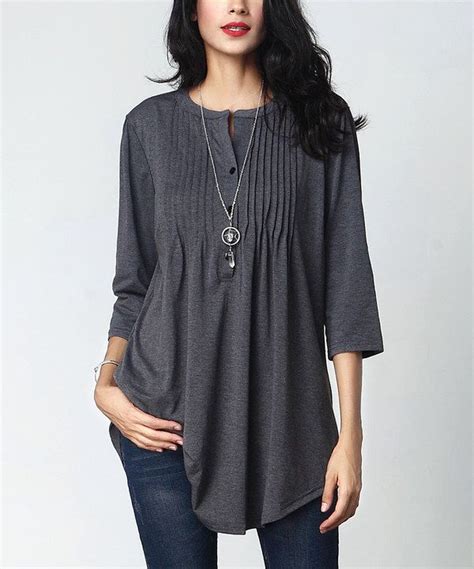 Look At This Charcoal Notch Neck Pin Tuck Tunic On Zulily Today