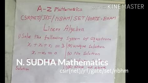 Linear Algebra In Tamil Solve The System Of Linear Equation Simple