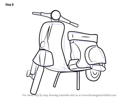 Step By Step How To Draw Vespa Scooter