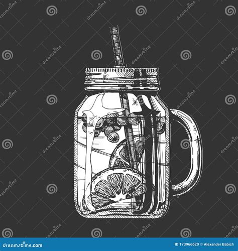 Lemonade In Mason Jar Stock Vector Illustration Of Freshness