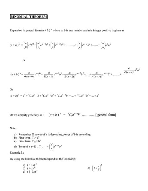 Binomial Expansion Teorem Pascal Mapping PDF