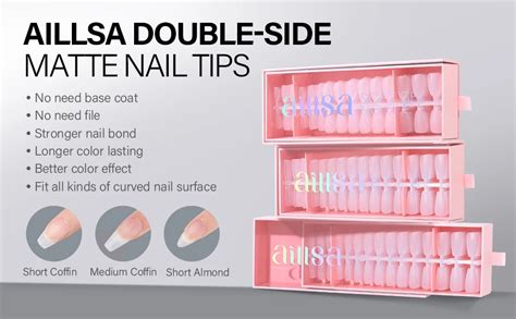 Aillsa 360pcs 15sizes Short Coffin Matte Wholesale Nail Tips Artificial Fingernails Soft Gel