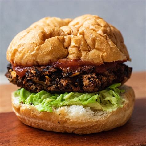 Vegan Oyster Mushroom Burger With Black Beans Avocado Skillet