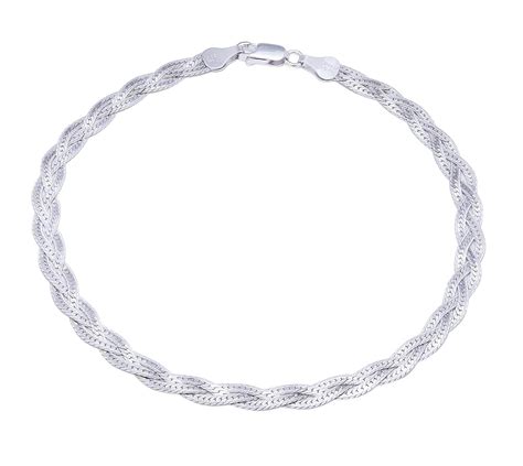 ZAVYA 925 Sterling Silver Braided Rhodium Plated Anklet Single Gift