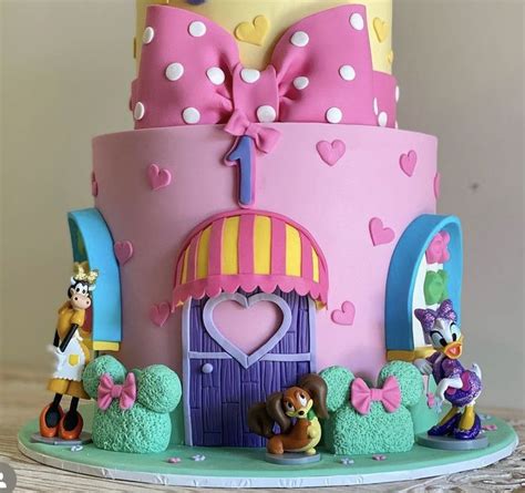 Minnie Mouse Birthday Cake With Castle Decoration