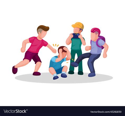 Bullying fight violence cartoon Royalty Free Vector Image