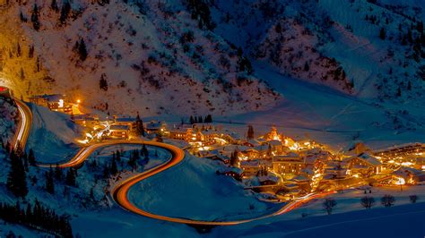 Little Village Stuben Am Arlberg With Mountain Pass At Night Klösterle