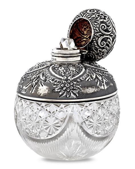 Birmingham Silver And Cut Glass Perfume Bottle For Sale At 1stdibs