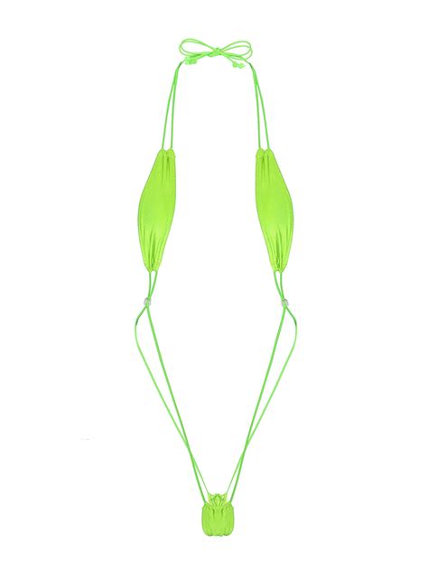 Zaldita Women S Sling Shot Micro Mini Monokini Bikini Thong One Piece Bathing Suit Green One
