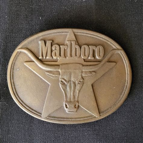 Vintage Marlboro Belt Buckle Solid Brass Philip Morris Etsy