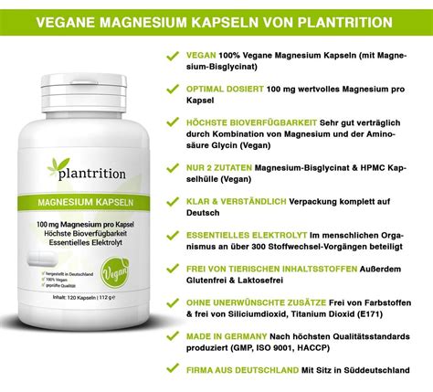 Plantrition Magnesium Bisglycinat Verringerung Von M Digkeit