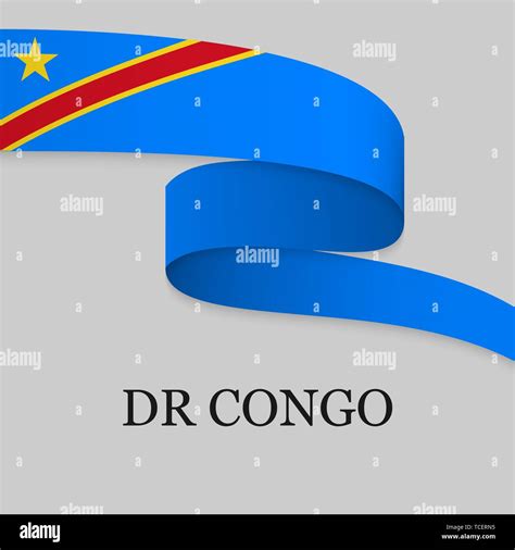 Waving Ribbon Or Banner With Flag Of Dr Congo Template For