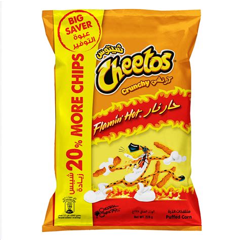 Cheetos Crunchy Flamin Hot Puffed Corn G Online At Best Price Lulu Uae