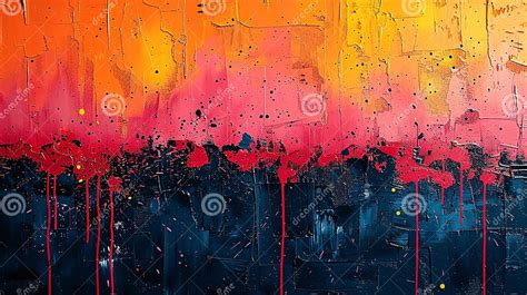 Artistic Splatter Canvas Blending Bold And Subtle Hues Stock