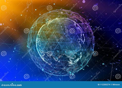 Abstract Sphere Shape Of Glowing Global Communication Global Network