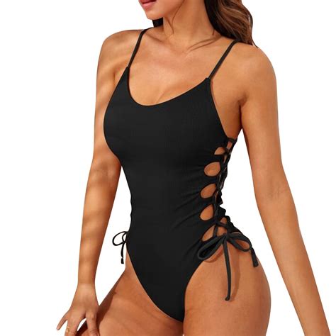 Idall One Piece Swimsuit Women Bathing Suit Womens Solid Color Cut Out