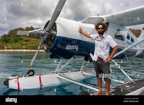 Pacific Island Air flight company in Fiji. Boat plane off West coast of ...