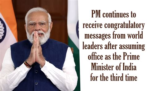 Pm Continues To Receive Congratulatory Messages From World Leaders