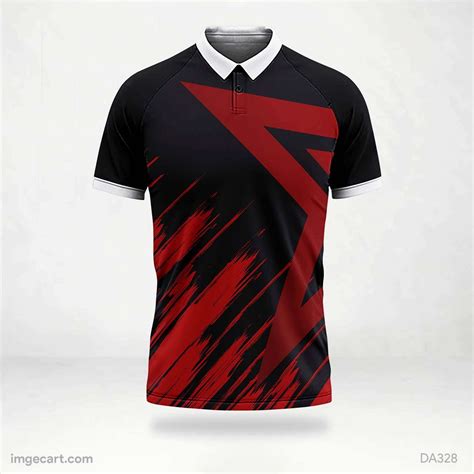 Football Jersey Design Black with red Pattern - imgecart