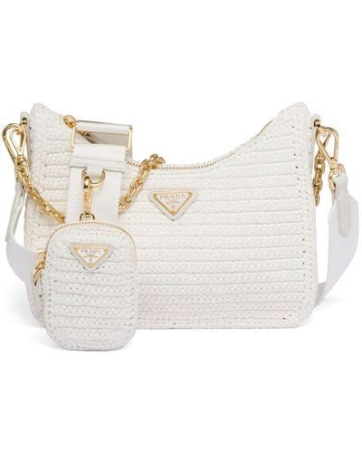 White Prada Beach Bag Tote And Straw Bags For Women Lyst