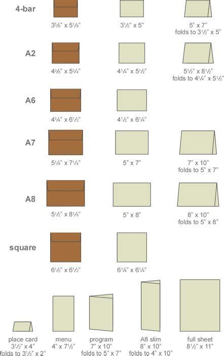 Folded Card Sizes - Printable Templates Free