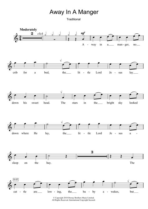 Away In A Manger Free Printable Sheet Music