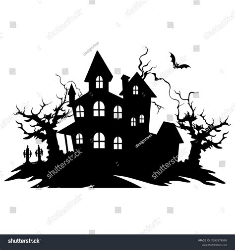 Scary Haunted House Silhouette Vector Isolated Stock Vector Royalty