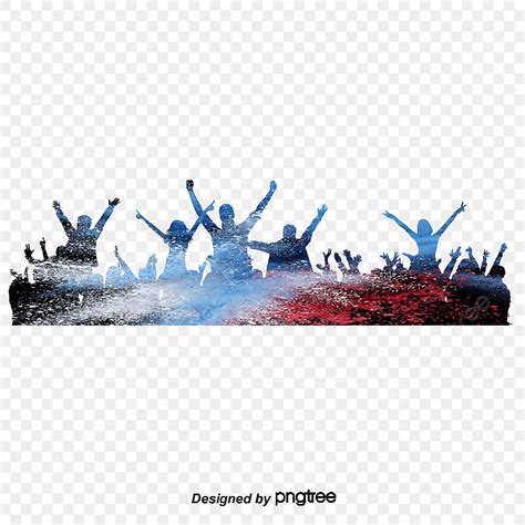 Cheerful Crowd Silhouette PNG Free, Watercolor Ink Cheering Crowd Silhouette, Silhouette Figures ...