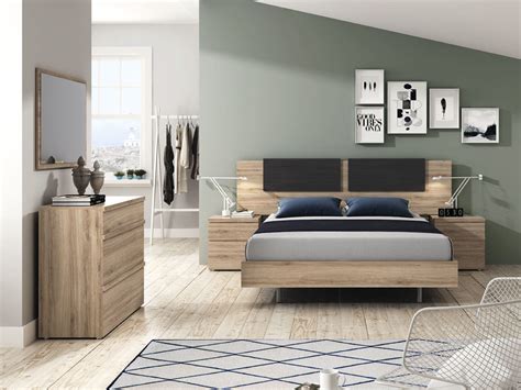 Mueble Dormitorio Cama Mesita Espejo Comoda Madera Melamina Moderno