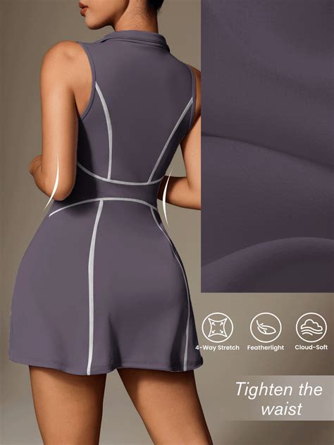 SHEIN Sport Studio 2pcs/Set Women's Sports Dress With Yoga Slit, Sexy