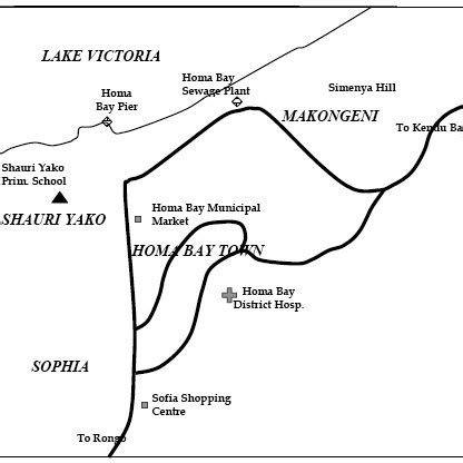 Map of Homa Bay Town showing the sampling sites. | Download Scientific ...