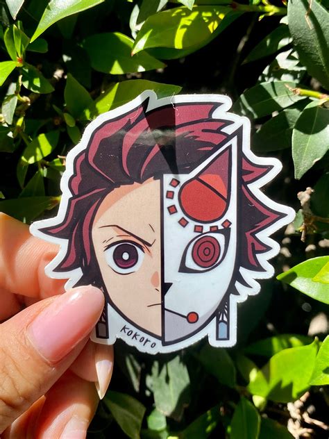 Demon Slayer Tanjiro Half Face Mask Anime Glossy Vinyl Sticker - Etsy