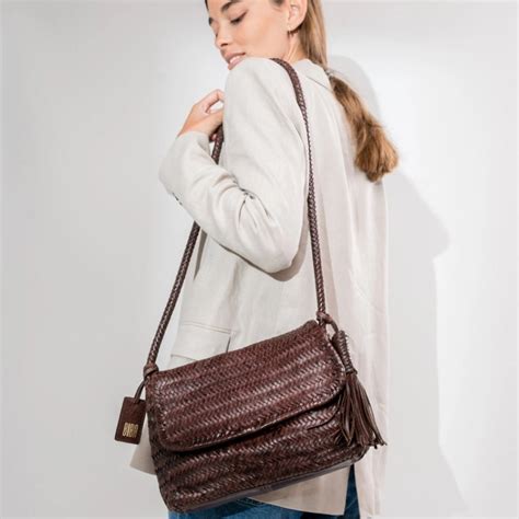 Biba Perkins Sac Bandouli Re En Cuir Tress Per L Marron Os